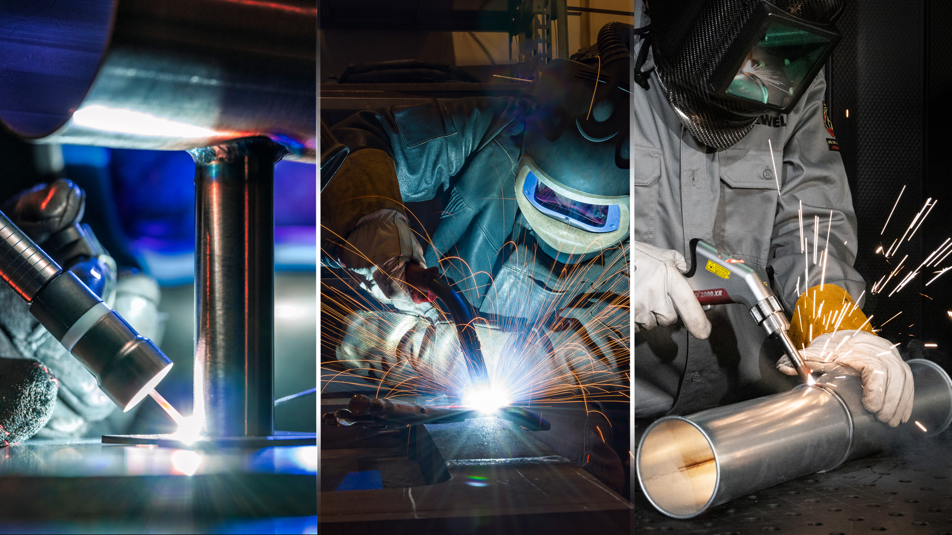 A composition of in-progress Mig, TIG, and laser welding.